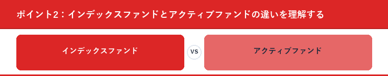 ポイント2：インデックスファンドとアクティブファンドの違いを理解する